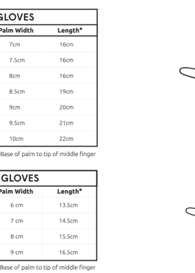 C Skins gloves size chart